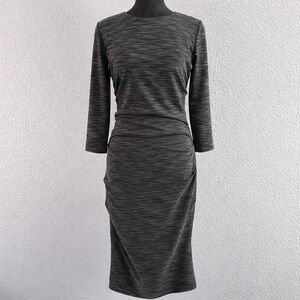Nicole Miller Atelier Gray Ruched Bodycon Midi Dress Size L